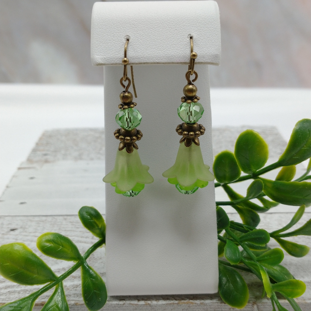 Handmade Lucite Bellflower Drop Earrings